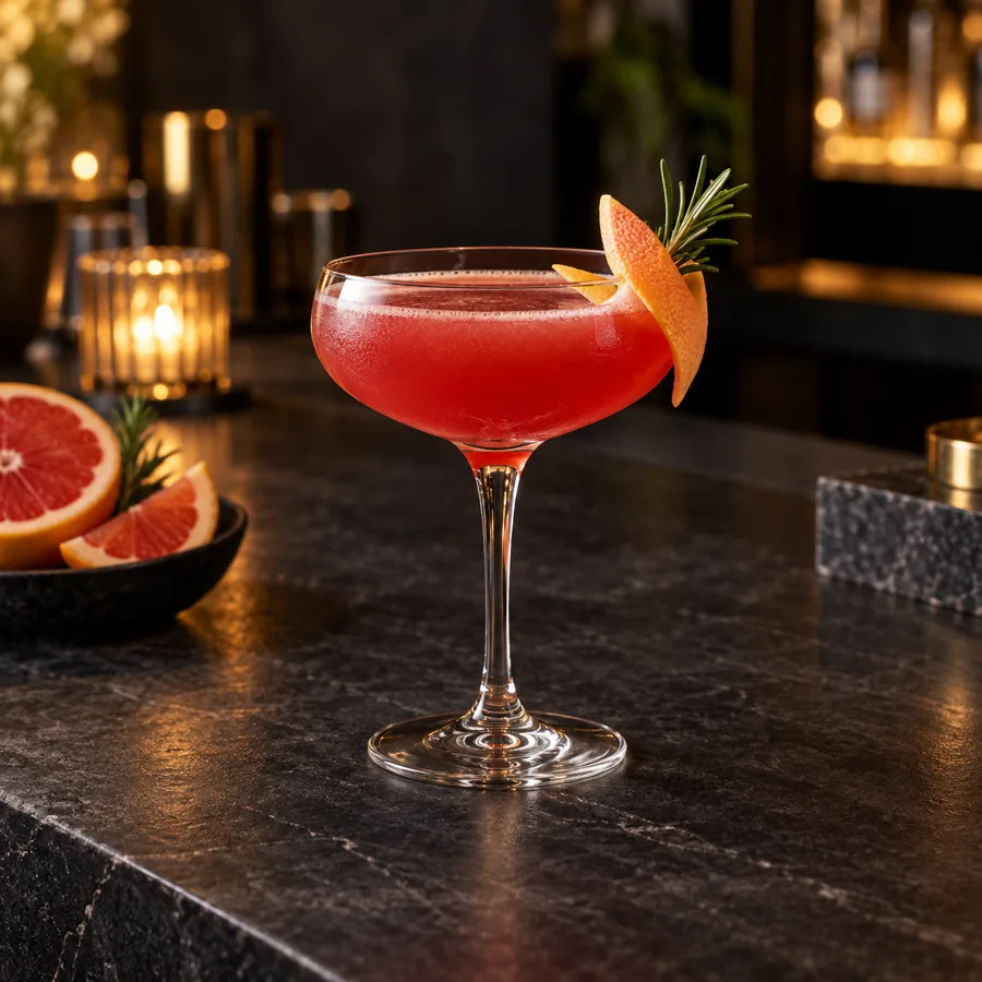 Roter Grapefruit-Cocktail an einer Bar